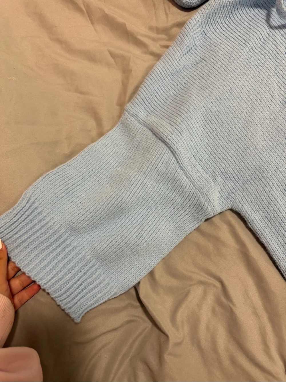 Light Blue unisex Knit Hoodie Sweater